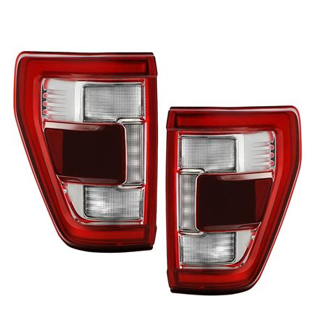 2021 2023 Ford F150 Blind Spot Model Chrome Housing Black Full Led Tail Lights Driver