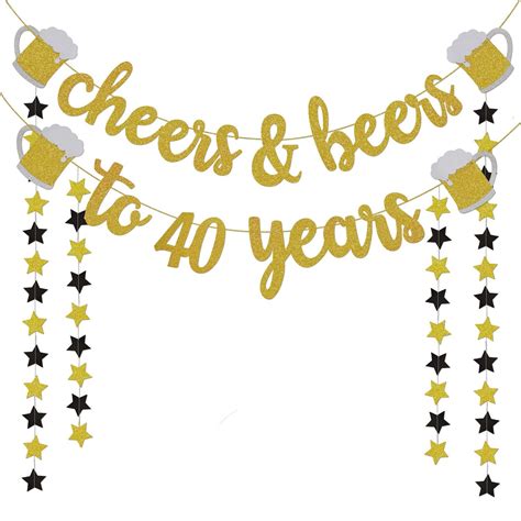 Happy 40th Birthday Banner Decoration Black And Gold Happy