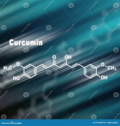 Curcumin Turmeric Spice Structural Chemical Formula Stock Illustration