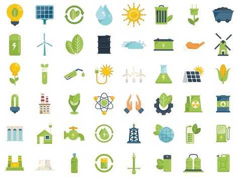 Natural resources icons set flat vector. Nature energy 16817994 Vector Art at Vecteezy