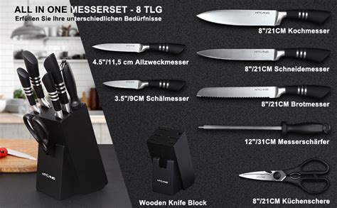 KITCANIS Messerblock mit Messer 8 TLG Küchen Messerset mit Block