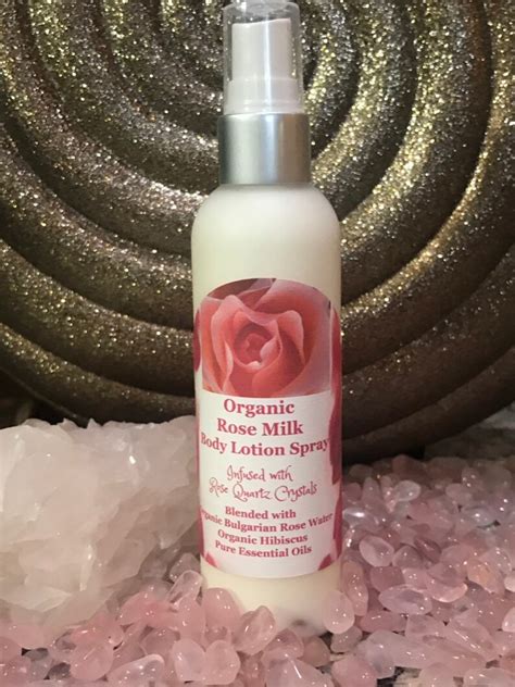 Organic Rose Milk Body Lotion Spray Infused With Rose Quartz Etsy