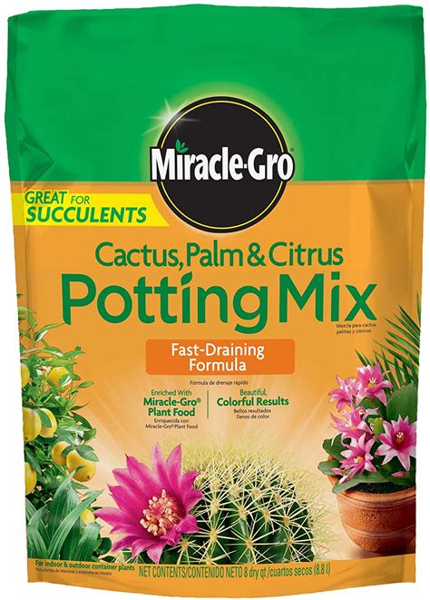 Miracle Gro Mezcla para macetas de cactus palmeras y cítricos 8 qt