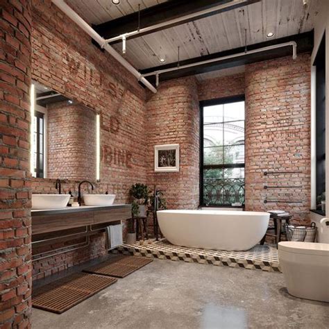 Stylish And Trendy Bathroom With Exposed Brick Tiles Homemydesign