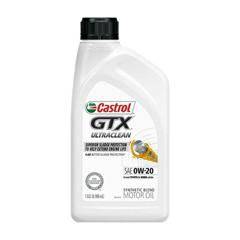 Castrol GTX ULTRACLEAN 0W-20 Synthetic Blend Motor Oil, 1 Quart ...