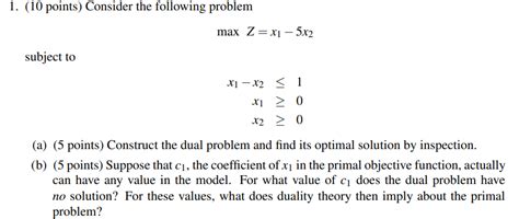 Solved 1 10 Points Consider The Following Problem