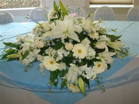 Bernardo's Flowers: White & Baby Blue Baptism Flowers