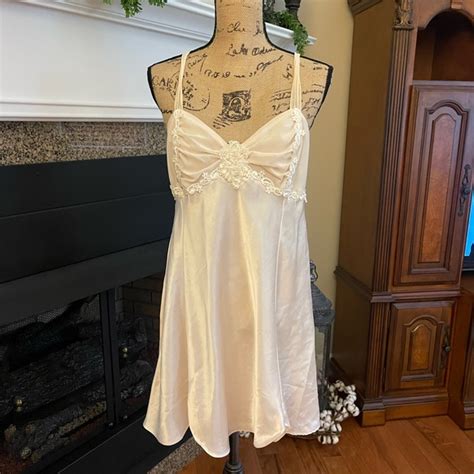 Intimates Sleepwear Dentelle Lingerie Cream Ivory Pearl Chemise Sexy Bridal Nightie