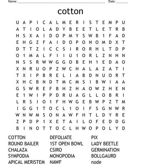 Cotton Word Search Wordmint