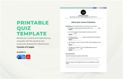 Quiz Templates in Word - FREE Download | Template.net