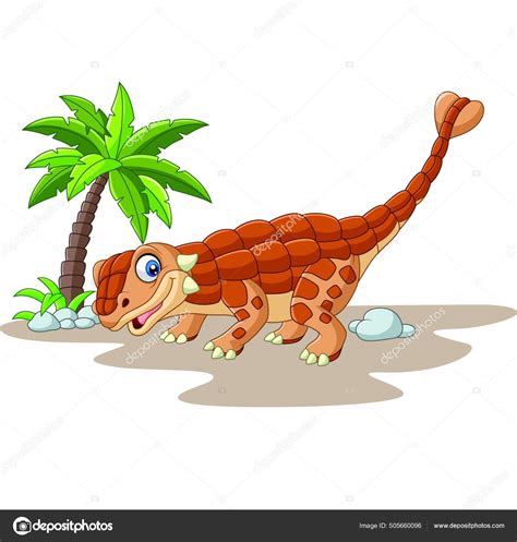 Dibujos Animados Dinosaurio Ankylosaurus Sobre Fondo Blanco Vector