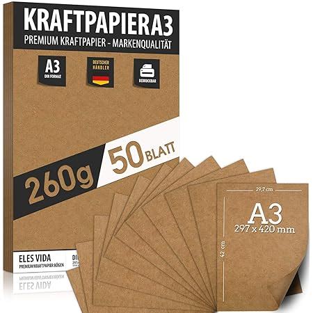 50 Blatt Kraftpapier A4 Set 260 G 21 X 29 7 Cm DIN Format