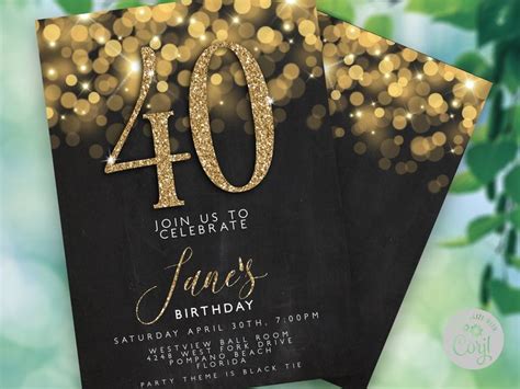 Editable 40th Birthday Invitation 40th Party Invite 40th Etsy Uk