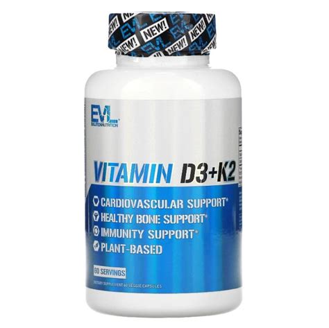 Evlution Nutrition Vitamin D3 K2 60 Veggie Capsules Vitamin D3 Vitamin K2 Lazada Ph