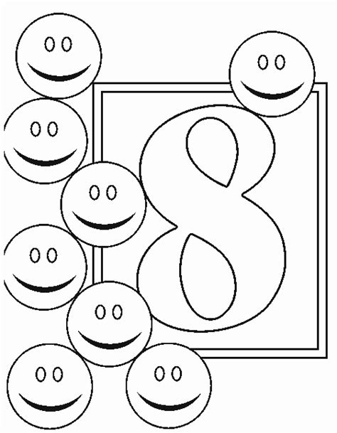 Numbers free to color for children : Eight - Number Coloring Pages for Kids