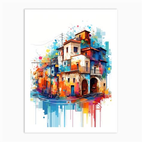 Colorful House Painting Art Print by Difograaf - Fy