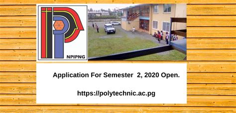 National Polytechnic Institute of PNG-Sem2, 2020 Applications Open