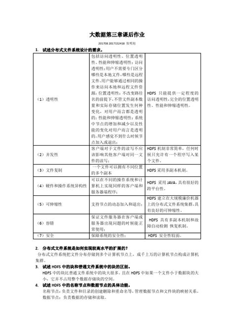 完整版大数据技术原理与应用林子雨版课后习题答案 文档之家