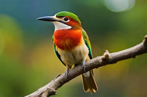 Un P Jaro Colorido Con Pico Verde Y Plumas Naranjas Foto Premium