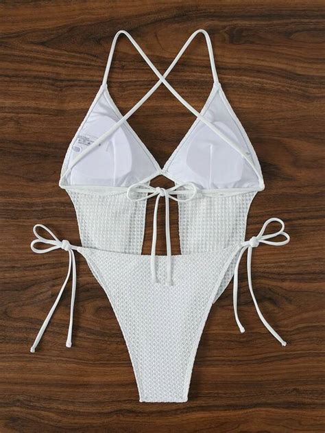 Shein Swim Y Glam Plain Tie Side Bikini Swimsuit Shein Usa