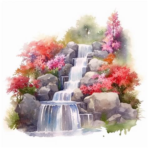 Premium Photo | Watercolor painting of a flower garden