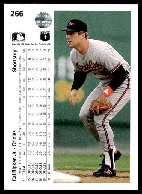 1990 Upper Deck Cal Ripken Jr Baltimore Orioles 266 EBay