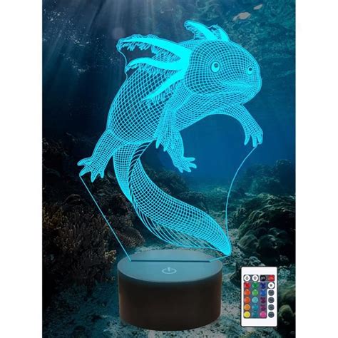 Axolotl Veilleuse Lampe Illusion 3D Pour Enfants 16 Couleurs