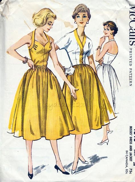 Vintage 1950s Halter Dress Pattern Sweetheart Neckline Cropped