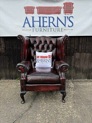 Vintage Oxblood Leather Chesterfield Queen Anne Chair FREE DELIVERY