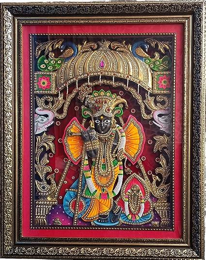 Banke Bihari E Tanjore Painting With Frame 20inc X 16inc X2inc