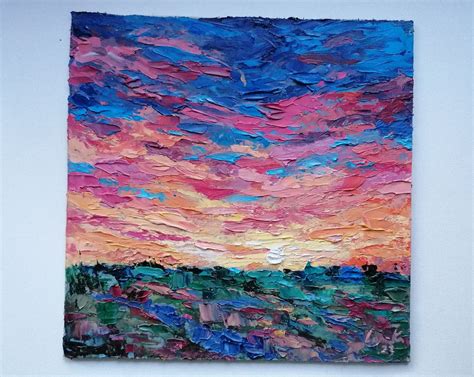 Sunset Sunrise Painting Landscape Original Art Small Artwork - Etsy