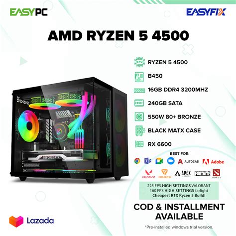 EasyPC Easy Build AMD Ryzen 5 4500 B450M RX 6600 16GB 3200MHZ