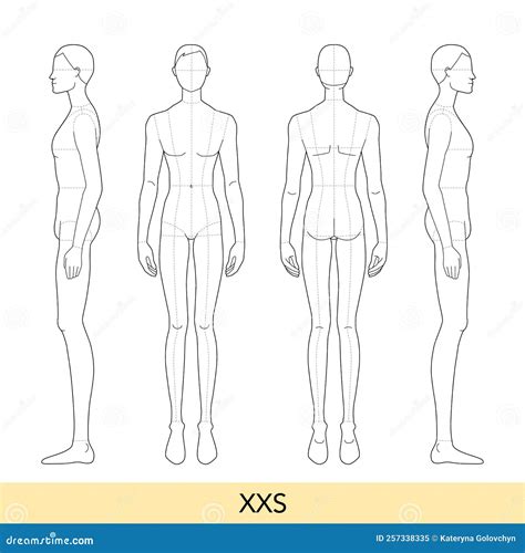 Set Of Xxs Size Men Fashion Template Nine Head Size Croquis Gentlemen