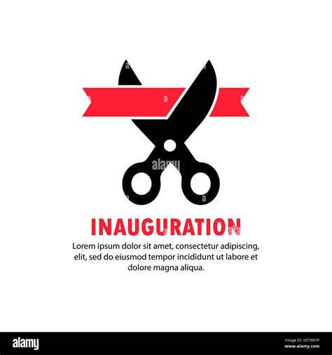 Inauguration Banner Scissors Cut The Ribbon Vector On Isolated White