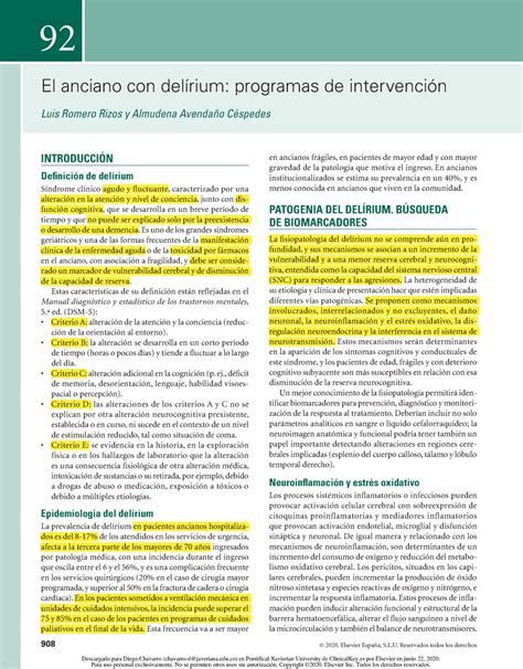 Delirium Tratado Medicina Geri Trica Elsevier