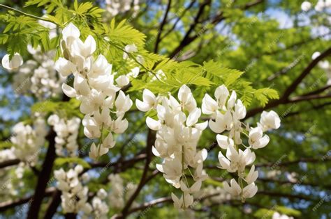 Premium Ai Image Black Locust Tree Blooming In The Spring Robinia