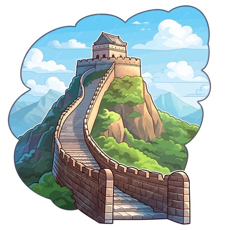 Cartoon Great Wall Of China Premium Ai Generated Vector