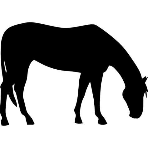 Horse grazing black silhouette - Free animals icons