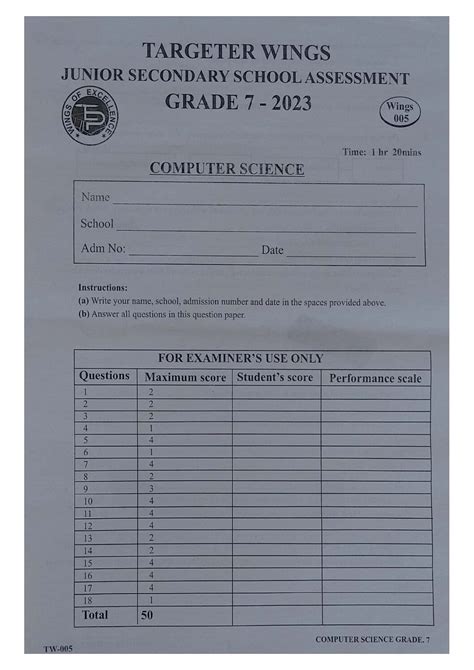 Grade Targeter Wings Exams With Marking Schemes Elimu