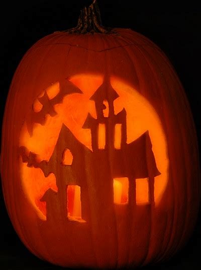 Haunted House Pumpkin Carving Pattern - Pumpkin Carving Ideas for ...