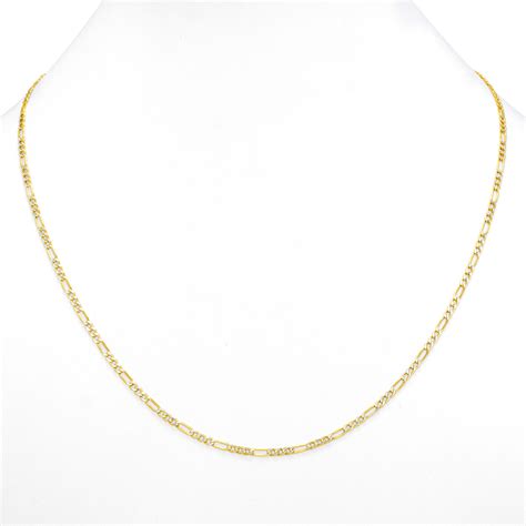 K Yellow Gold Mm Mens Diamond Cut White Pave Figaro Link Chain