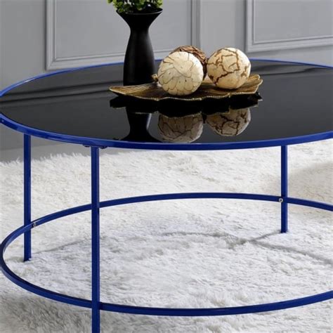 Furniture Of America Rockbel Contemporary Glass Top Round Coffee Table