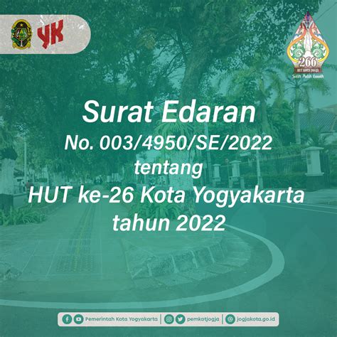 Hut Kota Yogyakarta Surat Edaran Nomor 0034950se2022 Tentang Hut Ke 266 Kota Yogyakarta