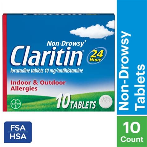 Claritin® 24 Hour Allergy Relief Loratadine Tablets 10mg 10 Ct Qfc