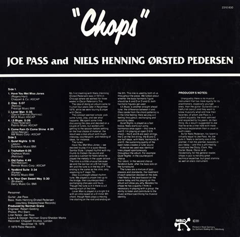 Joe Pass And Niels Henning Ørsted Pedersen Chops Vinyl Pussycat Records