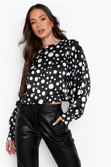 Polka Dot Volume Sleeve Blouse Boohoo Uk