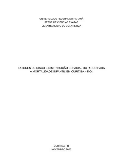 PDF FATORES DE RISCO E DISTRIBUIÇÃO ESPACIAL DO RISCO leg ufpr br