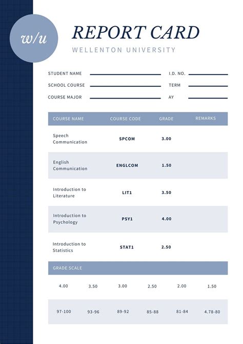 Free Printable Customizable Report Card Templates Canva