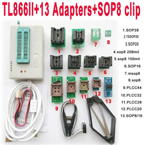 New TL866II Plus USB Programmer 13 Adapters IC Clip 1 8V Nand Flash