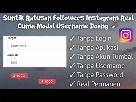 Berbayar Tutorial Menambah Ribuan Followers Instagram Real Tiap Jam